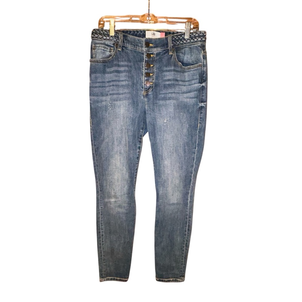 Cabi Button Fly Skinny Women's Blue High-Waisted Jeans Stretch Size 8‎